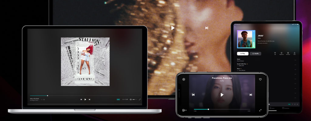 Tidal music show on a phone, laptop, TV and tablet.